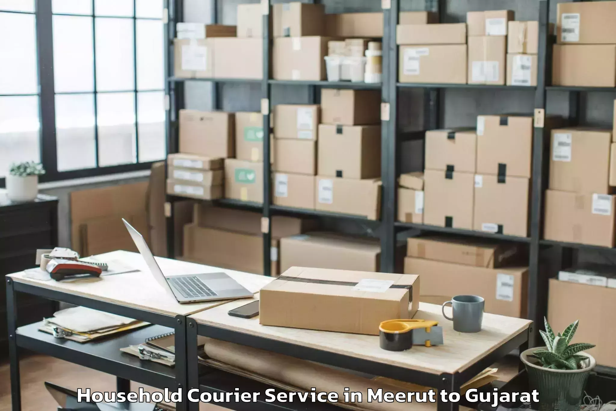 Hassle-Free Meerut to Khambhalia Household Courier